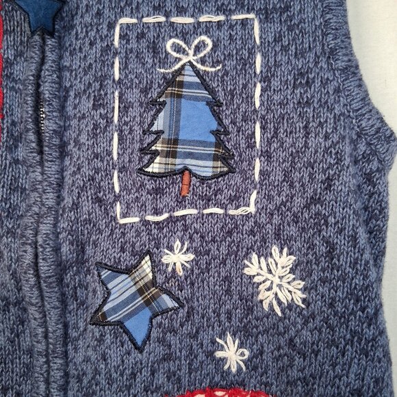 Vintage Bobbie Brooks Christmas Sweater Vest Small Santa Claus Sleigh Snow READ - Picture 10 of 11